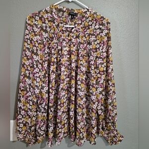Torrid Floral Crinkle Smocked Blouse Size Large